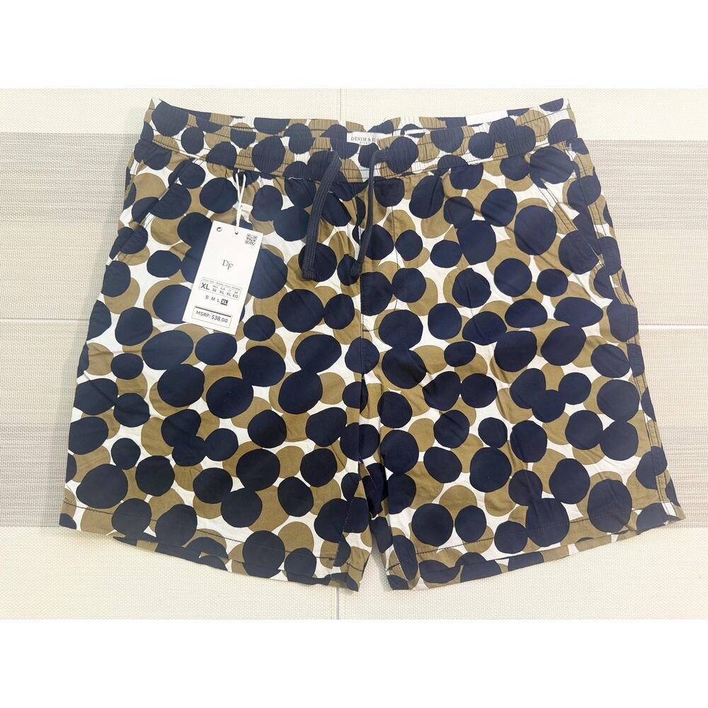 Denim & Flower Shorts Mens XL 36 Multicolor Polka Dot Drawstring Bermuda